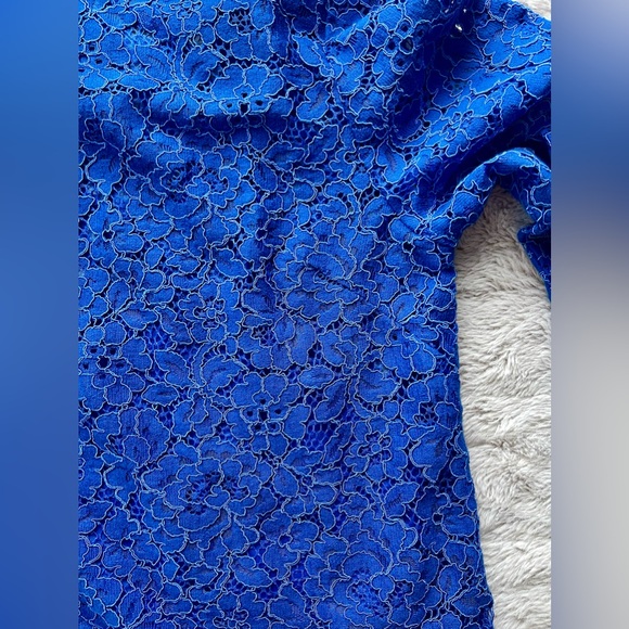 J. Crew scalloped lace Mock neck top Size 2 Cobalt blue - Picture 7 of 12